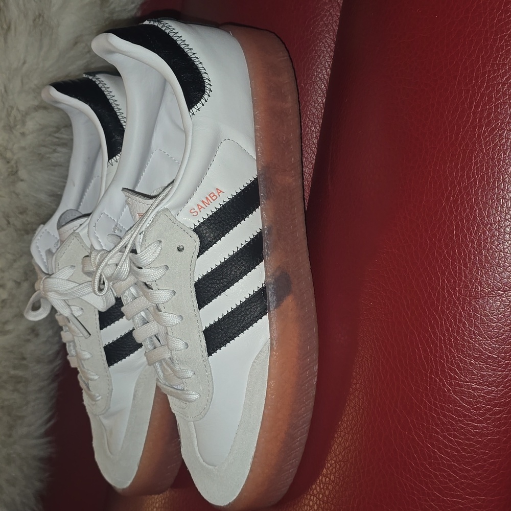 Adidas Sambae Sneakers in Black and White With Transparent Pink Sole, Sz 11